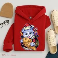 Santa Claus Christmas Cat Bringing Goldfish Hoodie thumb 4