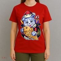 Santa Claus Christmas Cat Bringing Goldfish T-Shirt thumb 4