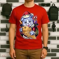 Santa Claus Christmas Cat Bringing Goldfish T-Shirt thumb 6
