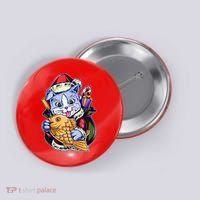 Santa Claus Christmas Cat Bringing Goldfish Button thumb 0