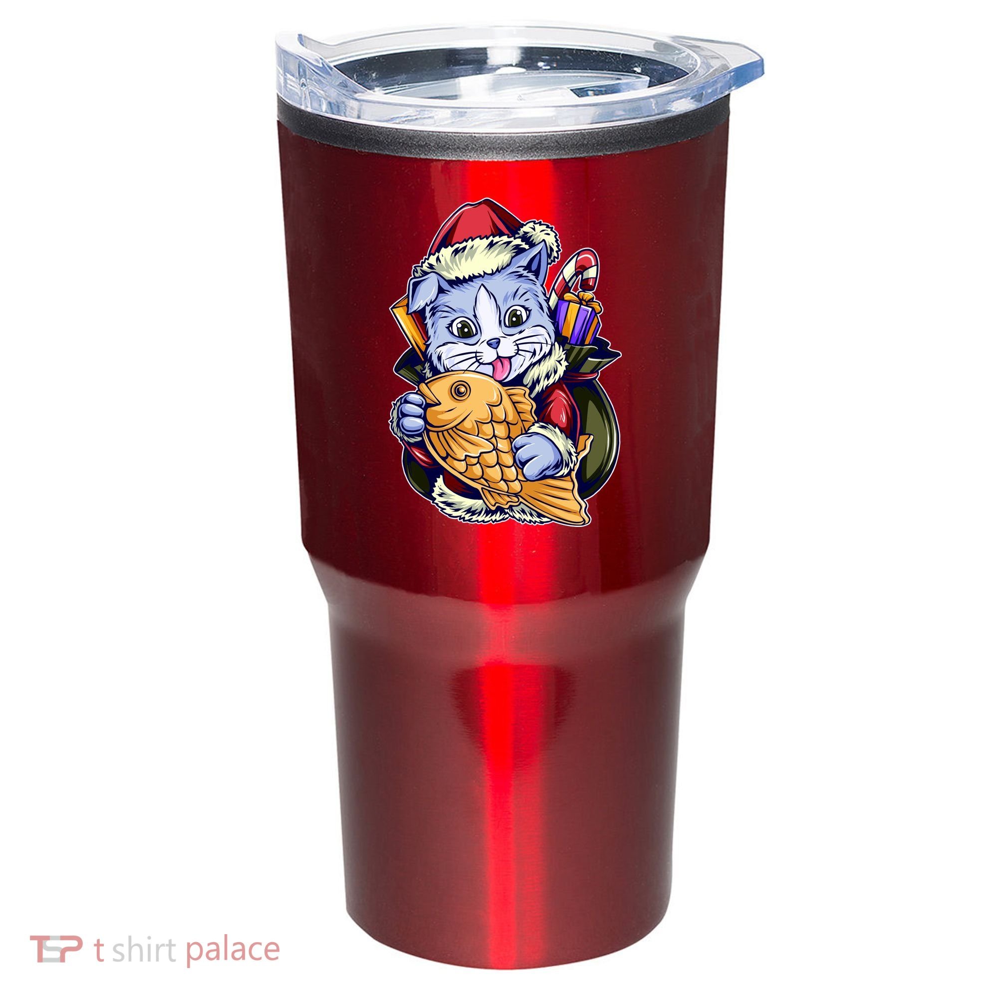 Santa Claus Christmas Cat Bringing Goldfish Tumbler