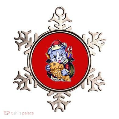 Santa Claus Christmas Cat Bringing Goldfish Ornament