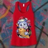 Santa Claus Christmas Cat Bringing Goldfish Women's Tank Top thumb 3