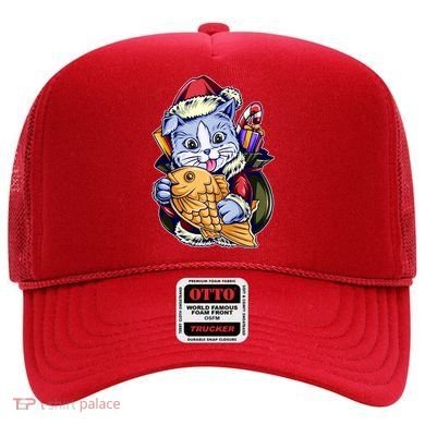 Santa Claus Christmas Cat Bringing Goldfish Hat
