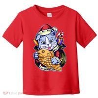 Santa Claus Christmas Cat Bringing Goldfish Toddler T-Shirt thumb 0