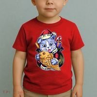 Santa Claus Christmas Cat Bringing Goldfish Toddler T-Shirt thumb 2
