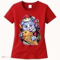 Santa Claus Christmas Cat Bringing Goldfish Women's T-Shirt thumb 0