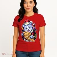 Santa Claus Christmas Cat Bringing Goldfish Women's T-Shirt thumb 4