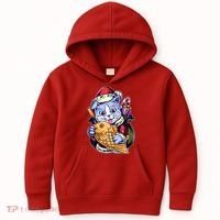 Santa Claus Christmas Cat Bringing Goldfish Kids Hoodie thumb 0