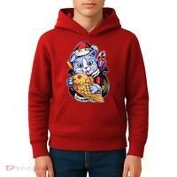 Santa Claus Christmas Cat Bringing Goldfish Kids Hoodie thumb 4