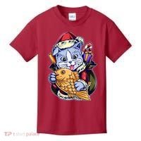 Santa Claus Christmas Cat Bringing Goldfish Kids T-Shirt thumb 0