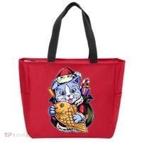 Santa Claus Christmas Cat Bringing Goldfish Tote Bag thumb 0