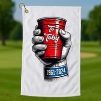 Solo Cup Cheers To Toby Red Solo Cup Golf Towel thumb 1