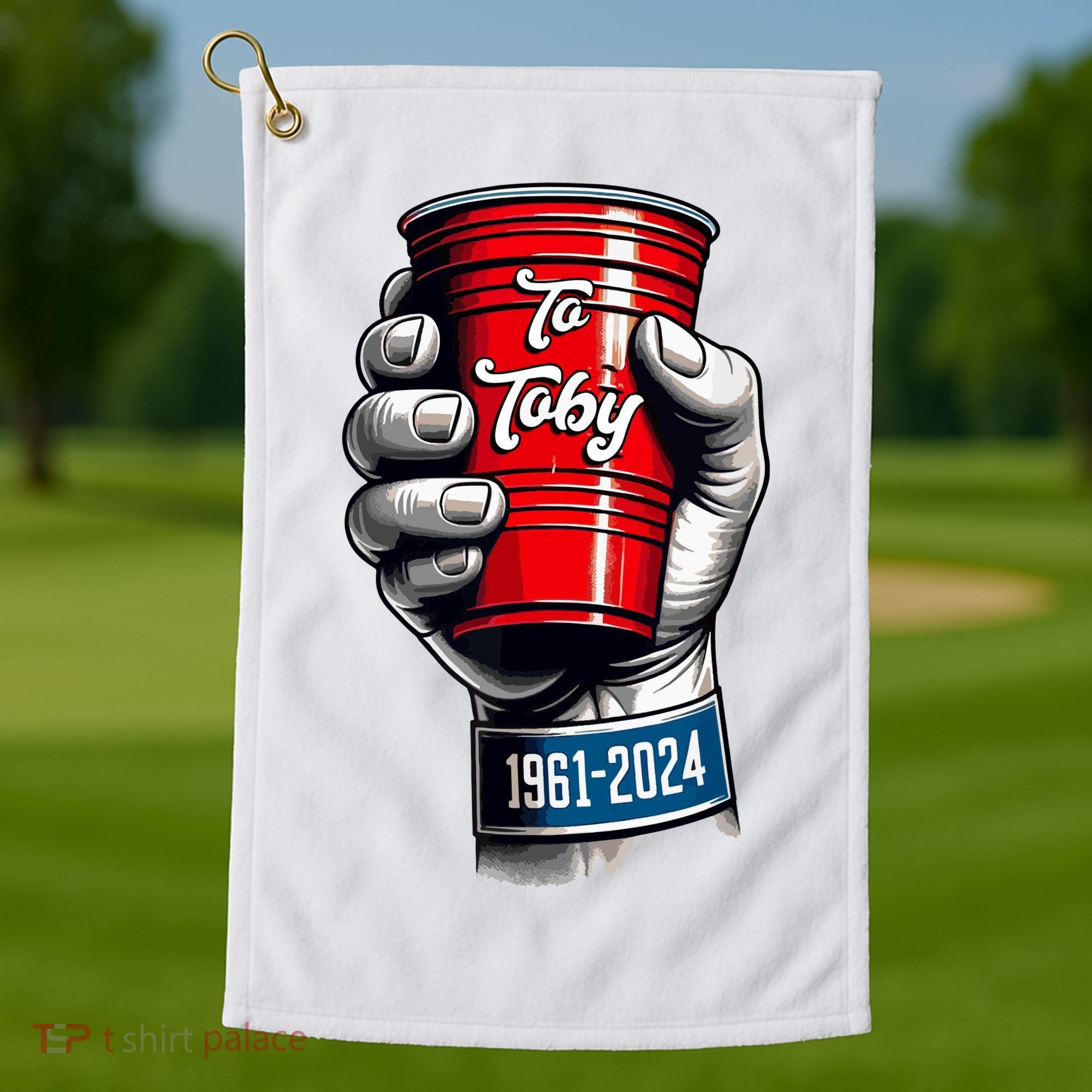 Solo Cup Cheers To Toby Red Solo Cup Golf Towel