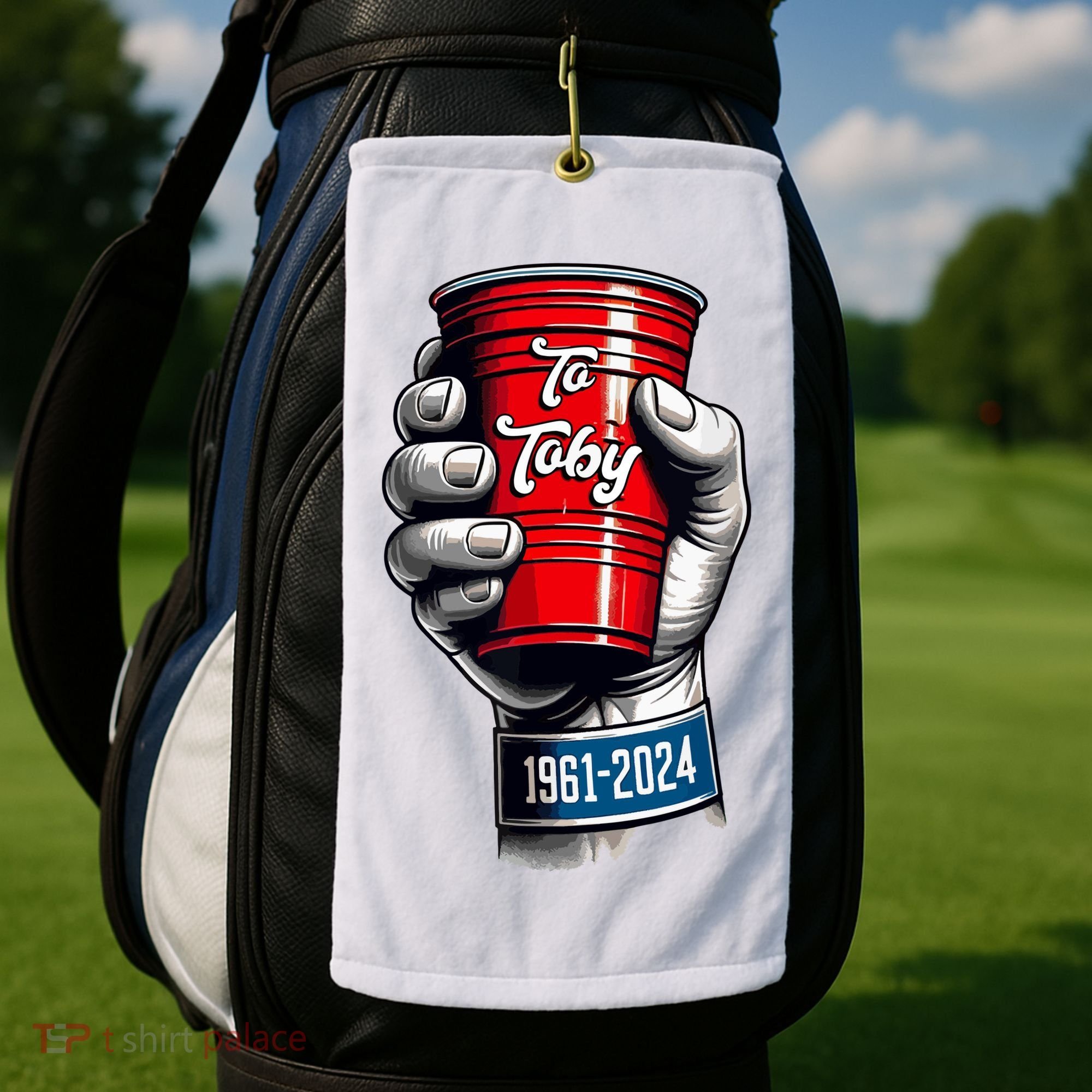 Solo Cup Cheers To Toby Red Solo Cup Golf Towel
