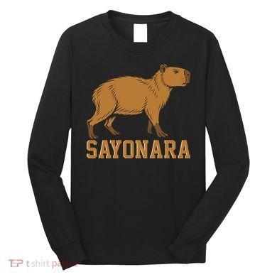 Sayonara Capybara Cartoon Animal Lovers Long Sleeve Shirt