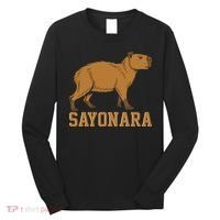 Sayonara Capybara Cartoon Animal Lovers Long Sleeve Shirt thumb 0