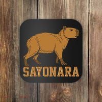 Sayonara Capybara Cartoon Animal Lovers Coaster thumb 0