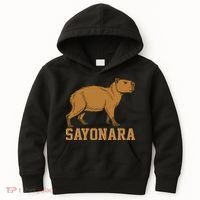 Sayonara Capybara Cartoon Animal Lovers Kids Hoodie thumb 0