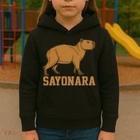 Sayonara Capybara Cartoon Animal Lovers Kids Hoodie thumb 3