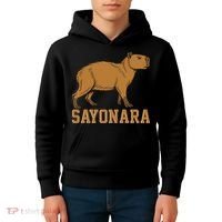 Sayonara Capybara Cartoon Animal Lovers Kids Hoodie thumb 4