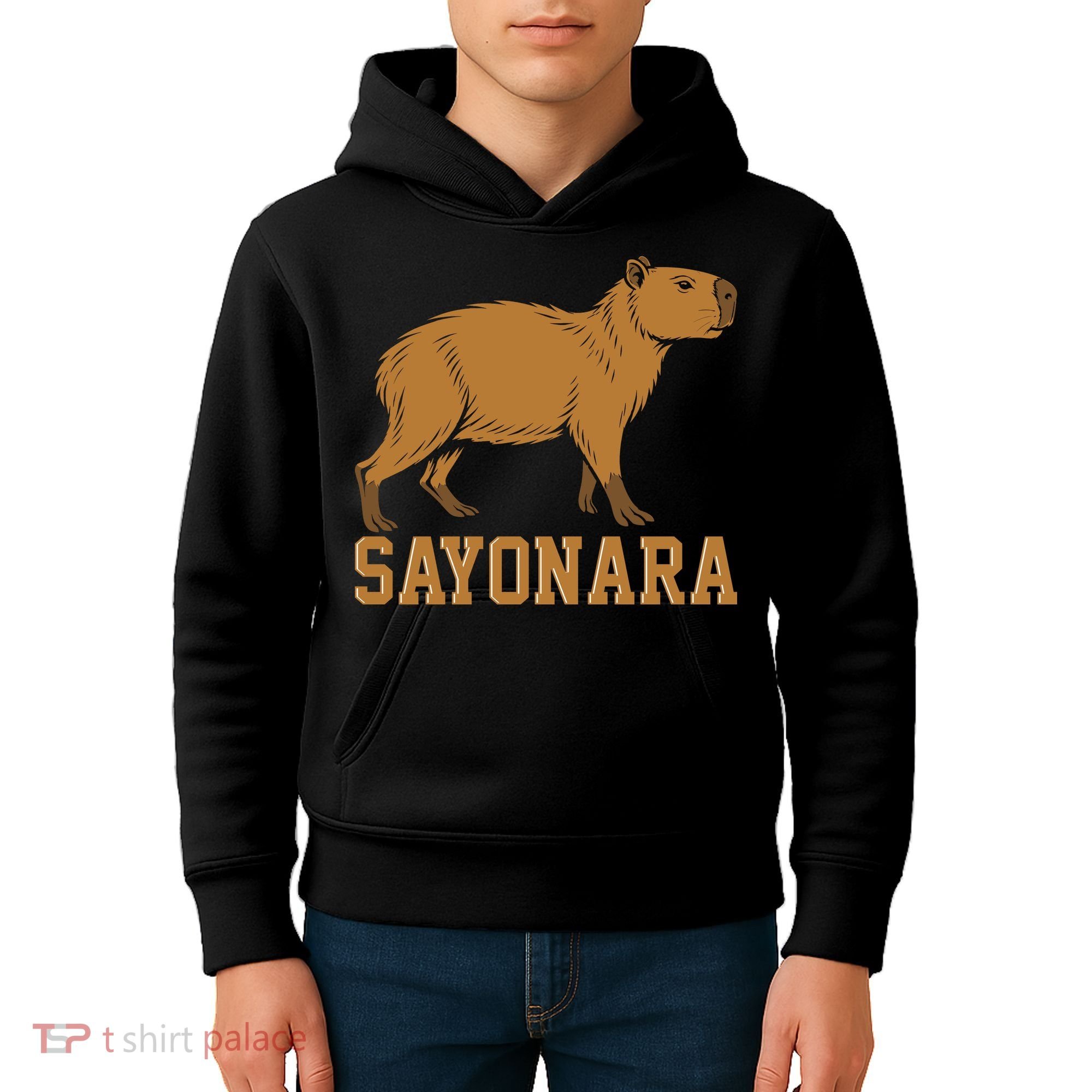 Sayonara Capybara Cartoon Animal Lovers Kids Hoodie