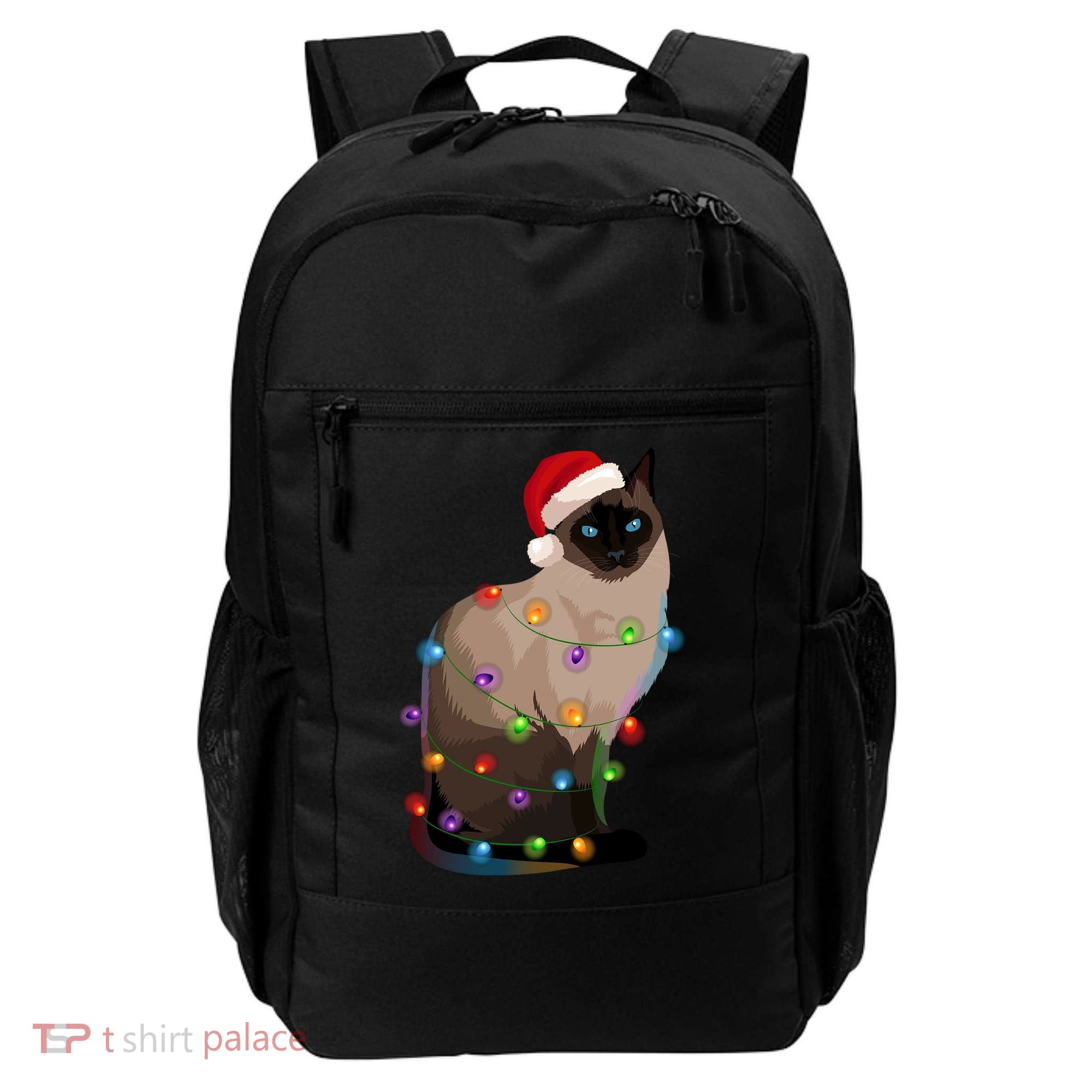 Siamese Cat Christmas Lights Xmas Cat Lover Gift Backpack