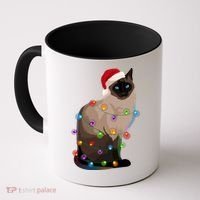Siamese Cat Christmas Lights Xmas Cat Lover Gift Coffee Mug thumb 0