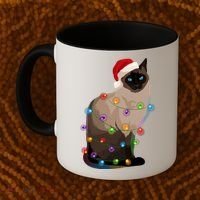 Siamese Cat Christmas Lights Xmas Cat Lover Gift Coffee Mug thumb 2