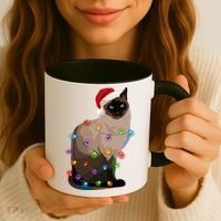 Siamese Cat Christmas Lights Xmas Cat Lover Gift Coffee Mug thumb 3