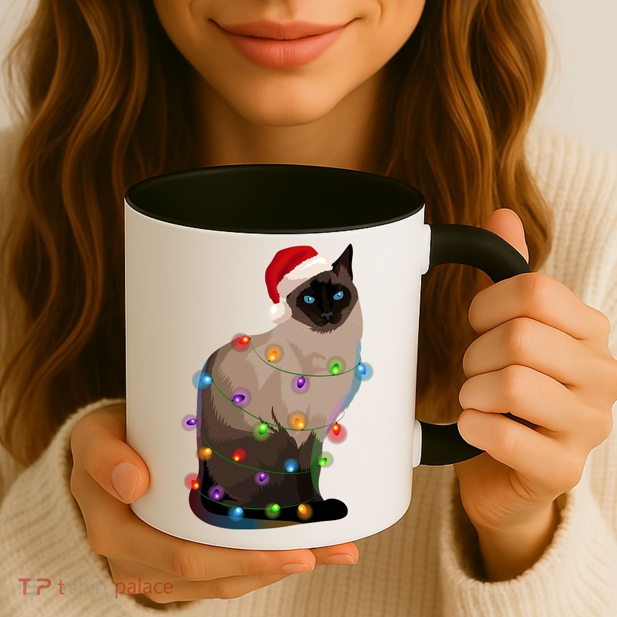 Siamese Cat Christmas Lights Xmas Cat Lover Gift Coffee Mug