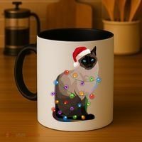 Siamese Cat Christmas Lights Xmas Cat Lover Gift Coffee Mug thumb 4