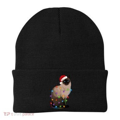Siamese Cat Christmas Lights Xmas Cat Lover Gift Beanie