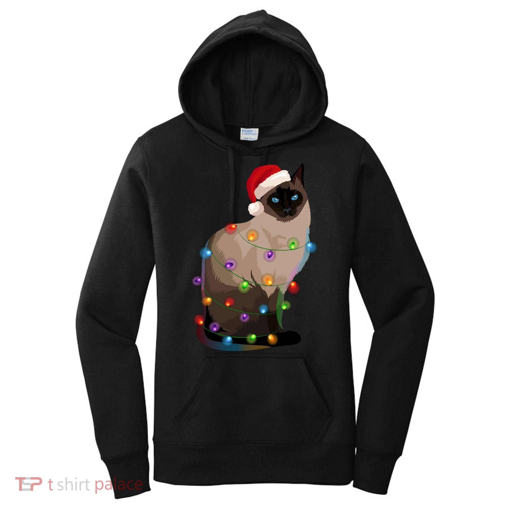 Siamese Cat Christmas Lights Xmas Cat Lover Gift Women's Hoodie