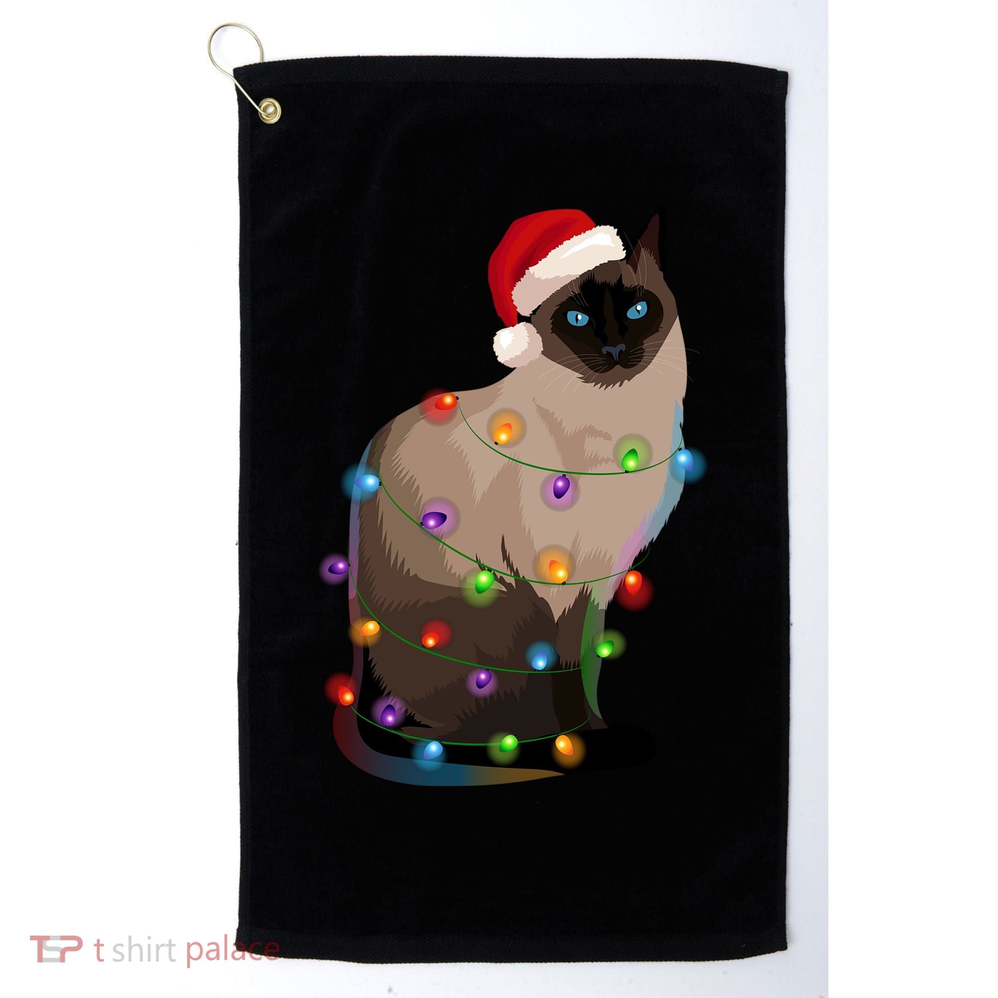 Siamese Cat Christmas Lights Xmas Cat Lover Gift Golf Towel