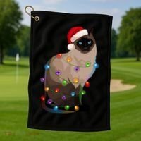 Siamese Cat Christmas Lights Xmas Cat Lover Gift Golf Towel thumb 1