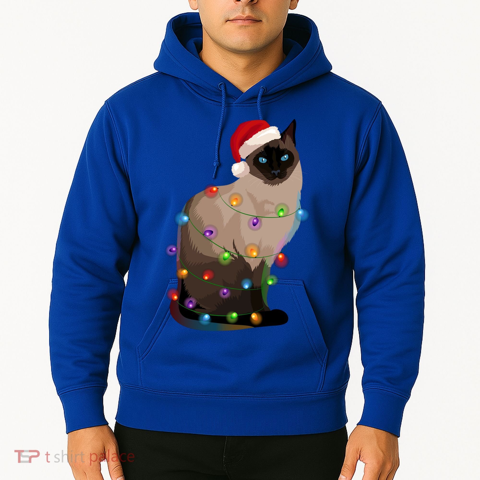 Siamese Cat Christmas Lights Xmas Cat Lover Gift Hoodie