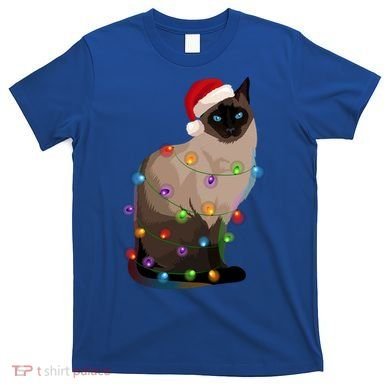 Siamese Cat Christmas Lights Xmas Cat Lover Gift T-Shirt