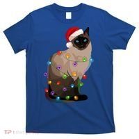 Siamese Cat Christmas Lights Xmas Cat Lover Gift T-Shirt thumb 0