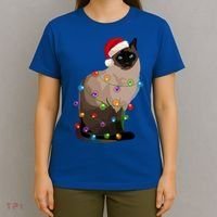 Siamese Cat Christmas Lights Xmas Cat Lover Gift T-Shirt thumb 4