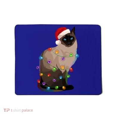 Siamese Cat Christmas Lights Xmas Cat Lover Gift Mousepad