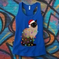 Siamese Cat Christmas Lights Xmas Cat Lover Gift Women's Tank Top thumb 3