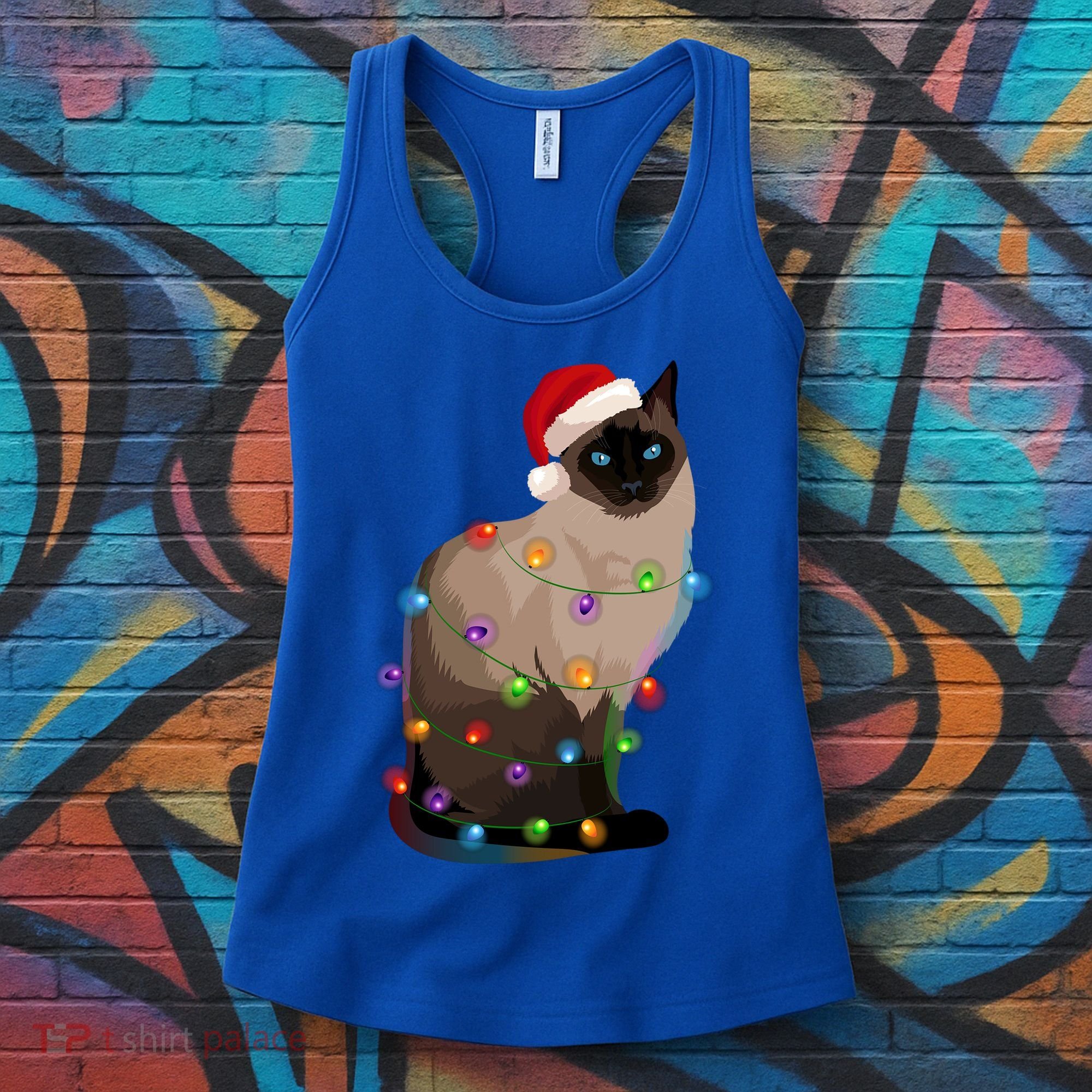 Siamese Cat Christmas Lights Xmas Cat Lover Gift Women's Tank Top