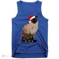Siamese Cat Christmas Lights Xmas Cat Lover Gift Tank Top thumb 0