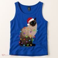 Siamese Cat Christmas Lights Xmas Cat Lover Gift Tank Top thumb 2