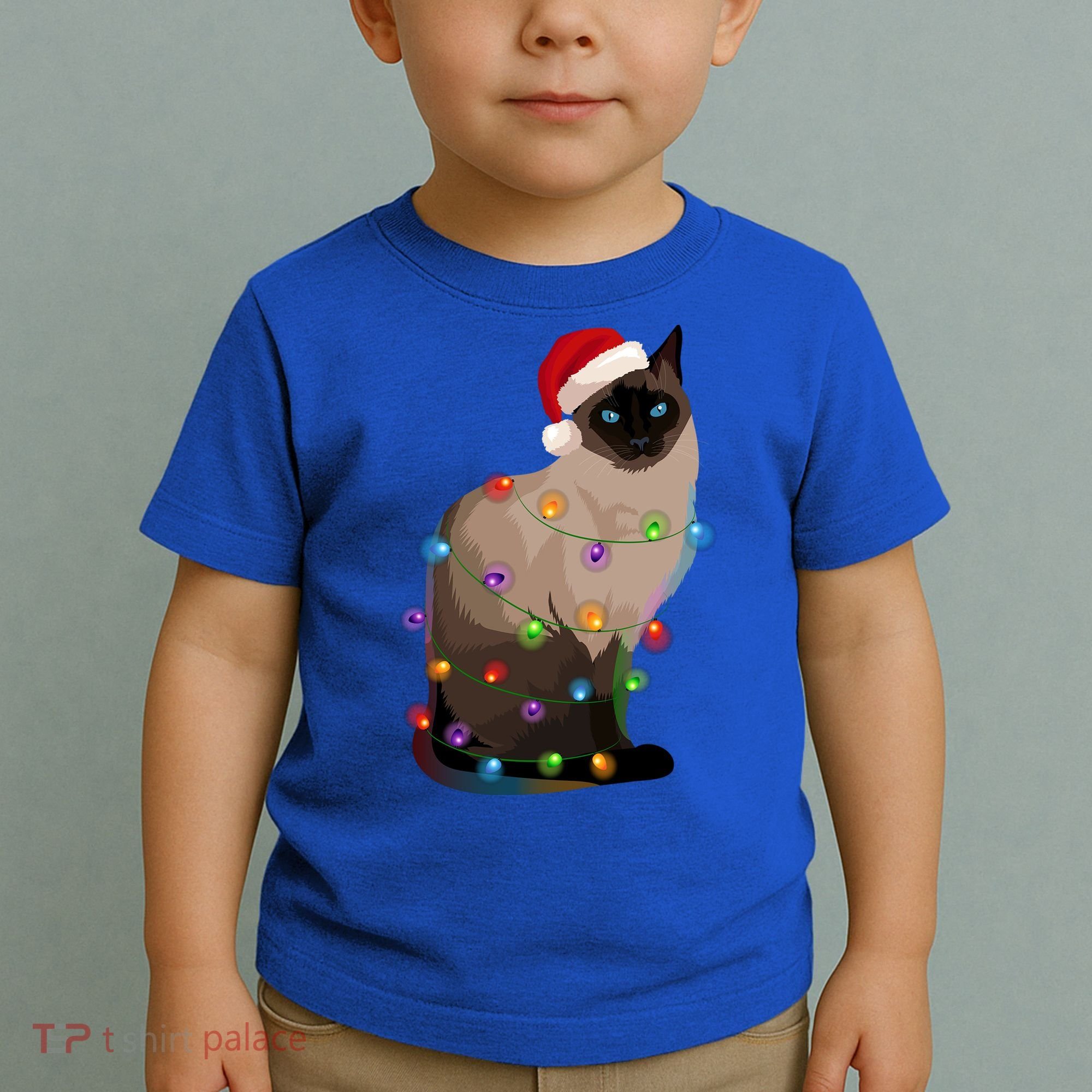 Siamese Cat Christmas Lights Xmas Cat Lover Gift Toddler T-Shirt