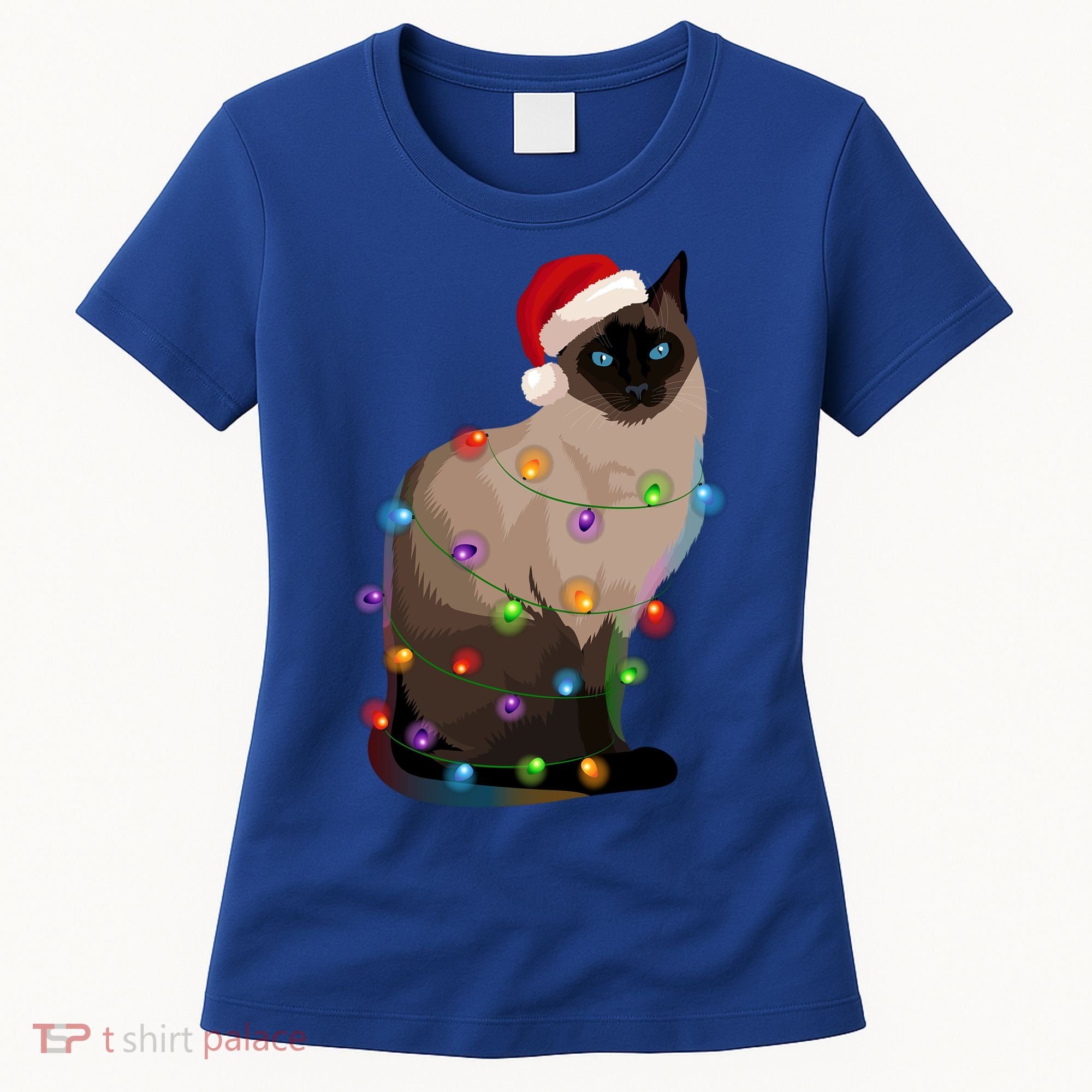Siamese Cat Christmas Lights Xmas Cat Lover Gift Women's T-Shirt