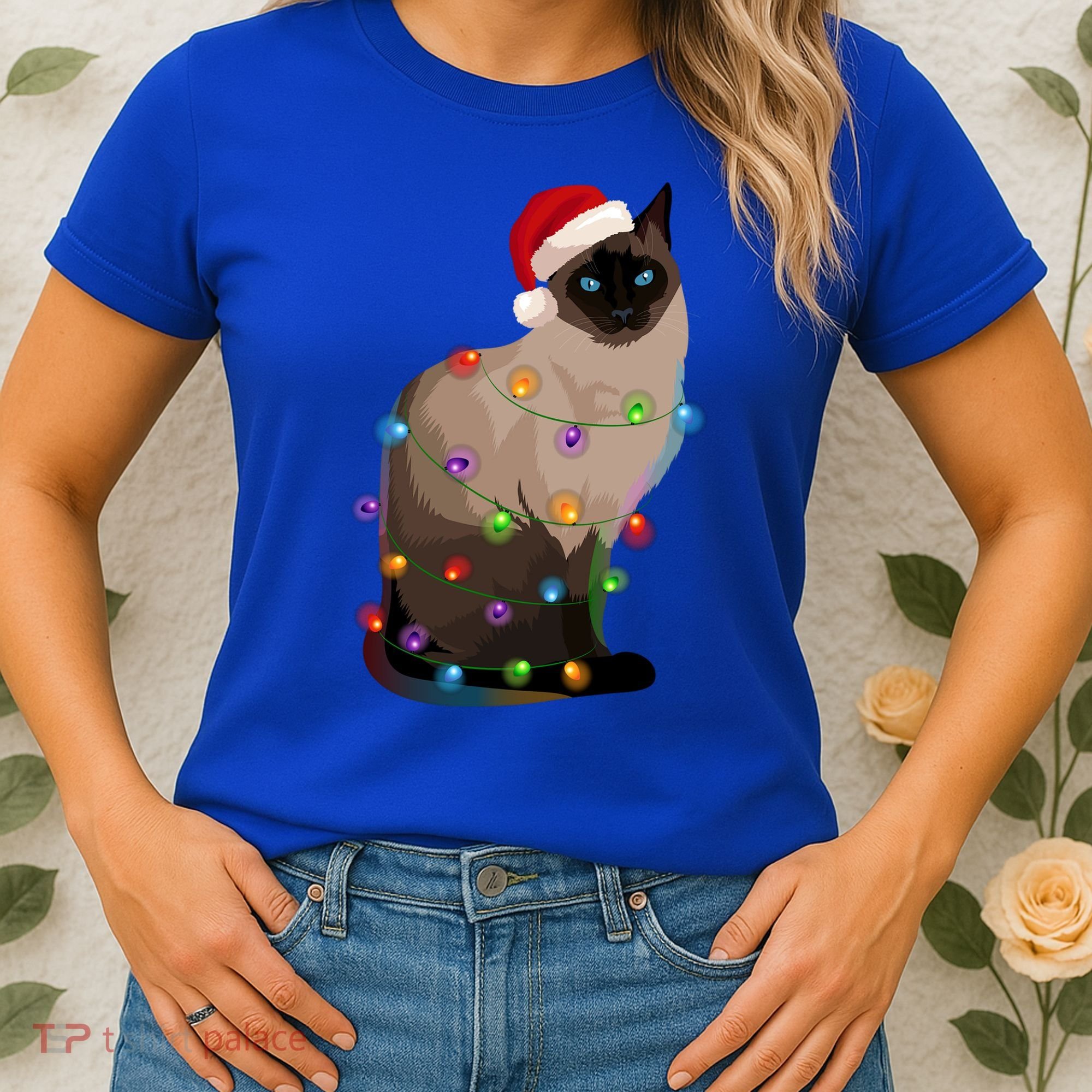 Siamese Cat Christmas Lights Xmas Cat Lover Gift Women's T-Shirt