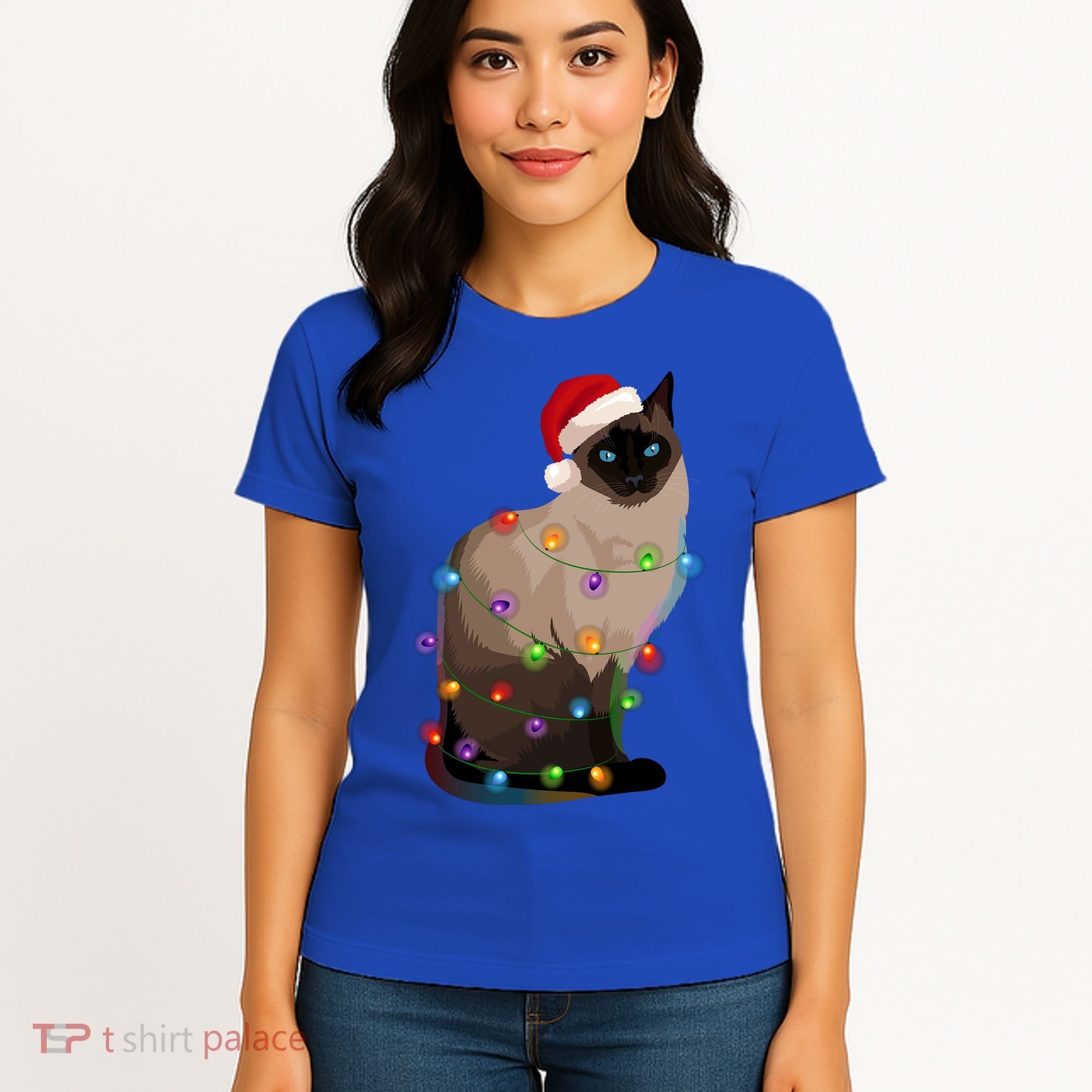 Siamese Cat Christmas Lights Xmas Cat Lover Gift Women's T-Shirt