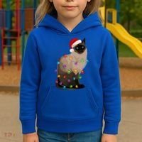 Siamese Cat Christmas Lights Xmas Cat Lover Gift Kids Hoodie thumb 3
